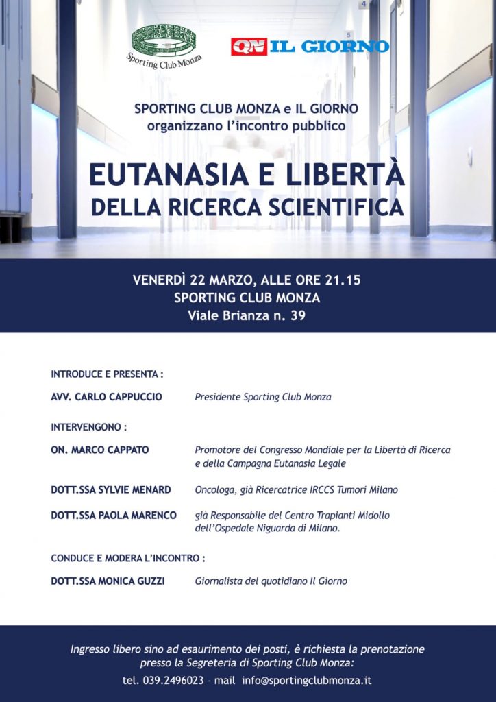 eutanasia e libertà della ricerca scientifica Monza