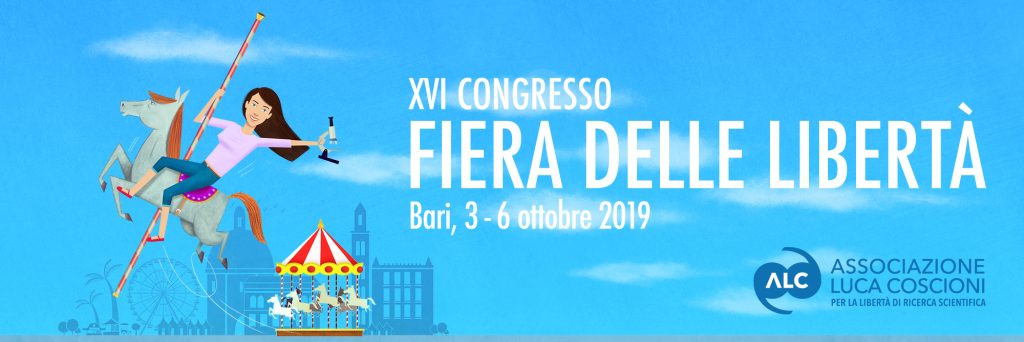 Banner "Fiera delle libertà". XVI Congresso dell'Associazione Luca Coscioni a Bari